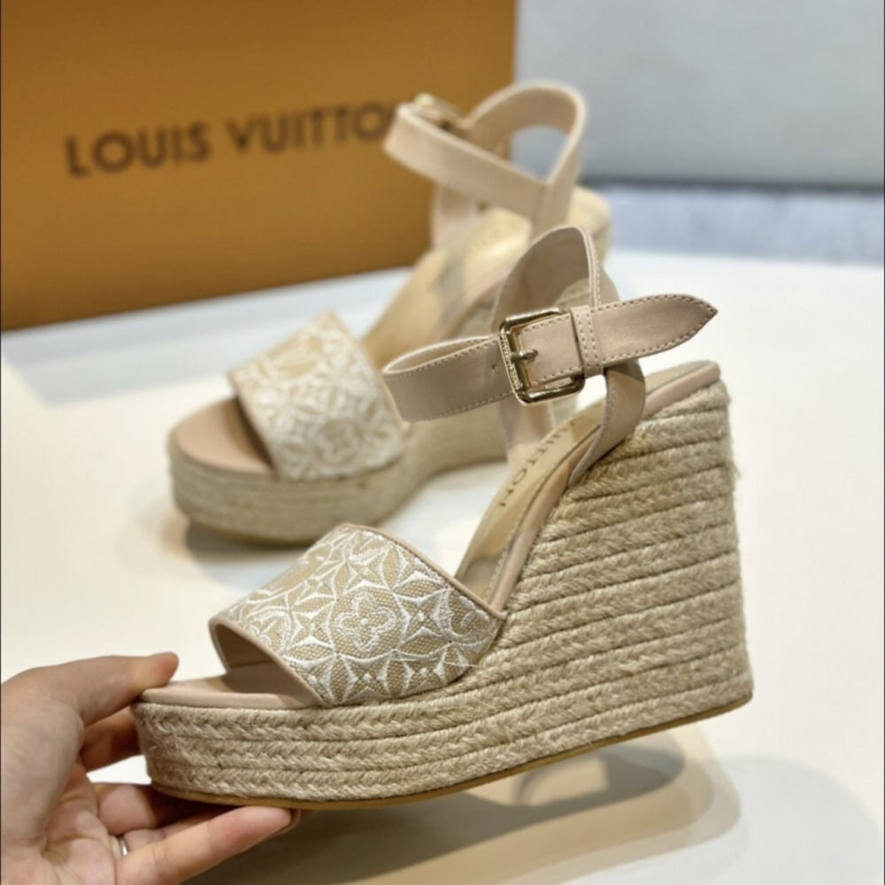 Louis Vuitton Helios Wedge Espadrille Beige 1AHLL6 - Image 5
