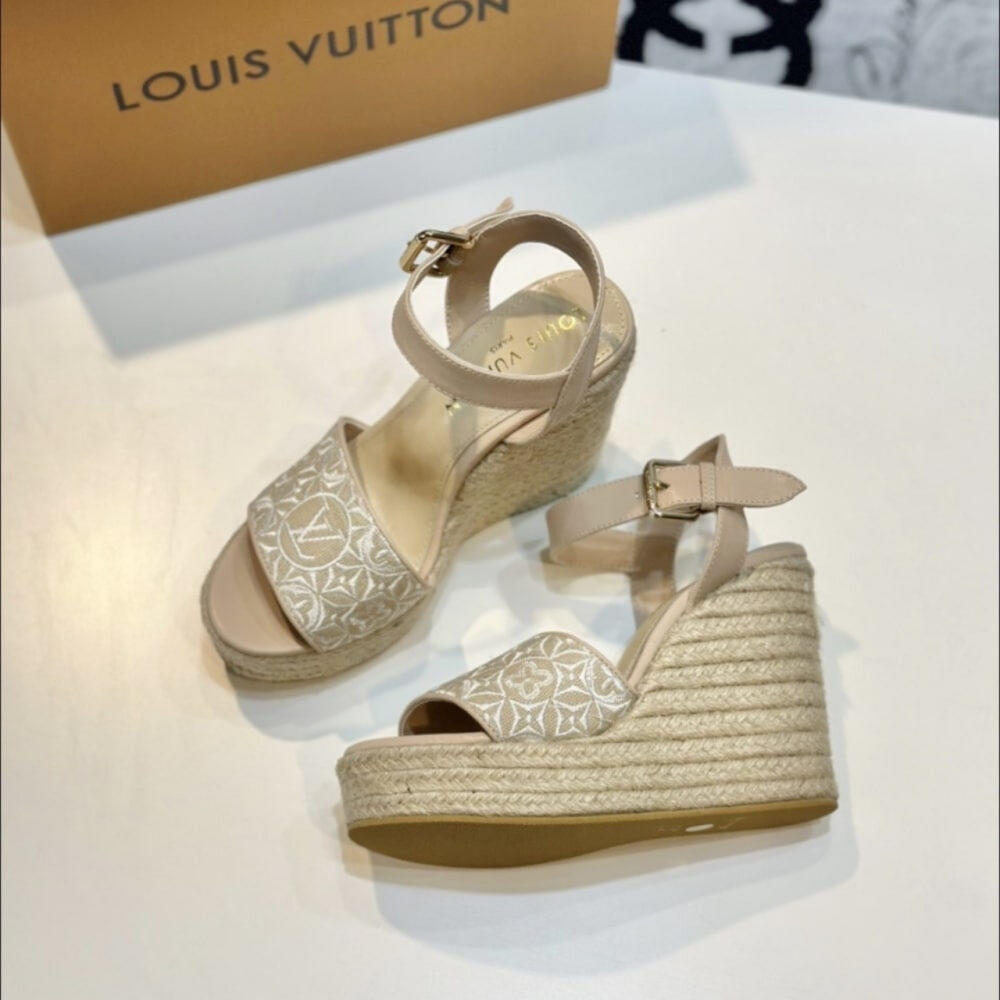 Louis Vuitton Helios Wedge Espadrille Beige 1AHLL6 - Image 6