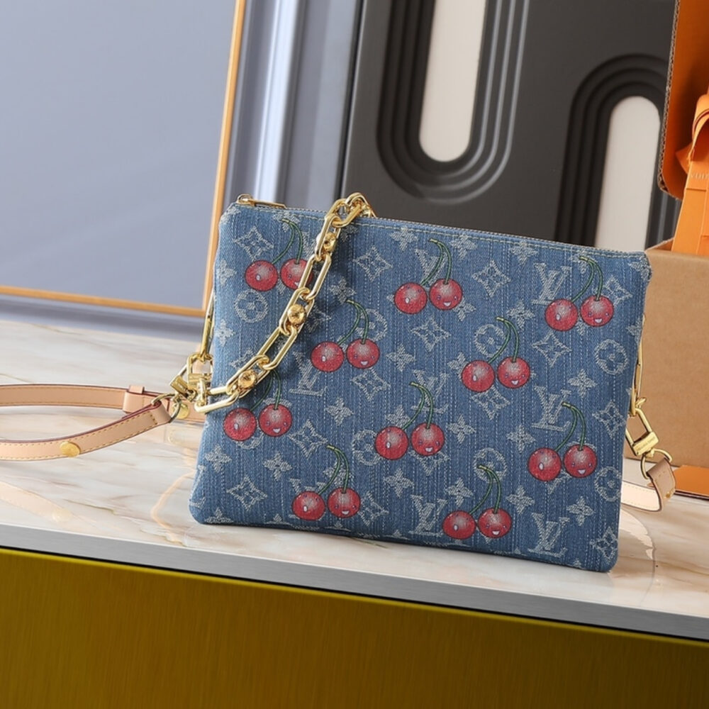 Louis Vuitton x Takashi Murakami PM Coussin Bag Denim Monogram Cherry Blue 26Cm M14978 - Image 2