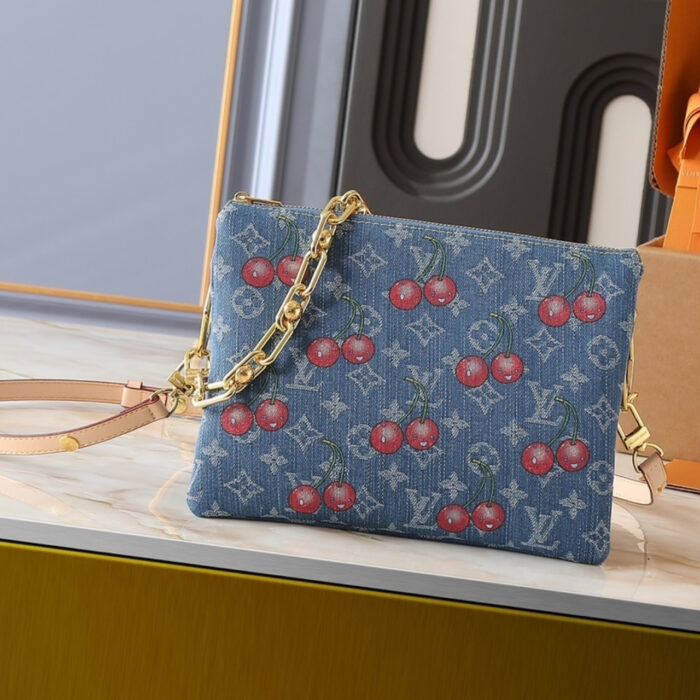 Louis Vuitton x Takashi Murakami PM Coussin Bag Denim Monogram Cherry Blue 26Cm M14978 - Image 2