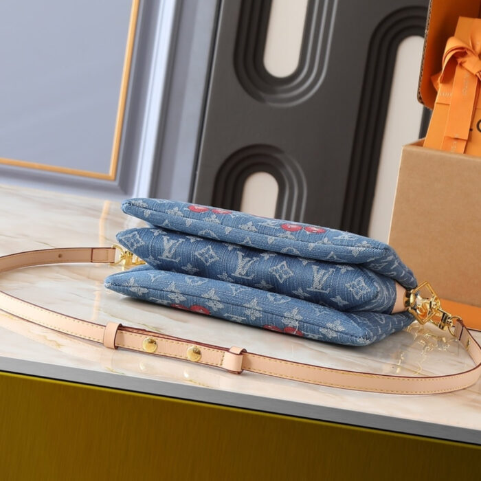 Louis Vuitton x Takashi Murakami PM Coussin Bag Denim Monogram Cherry Blue 26Cm M14978 - Image 4