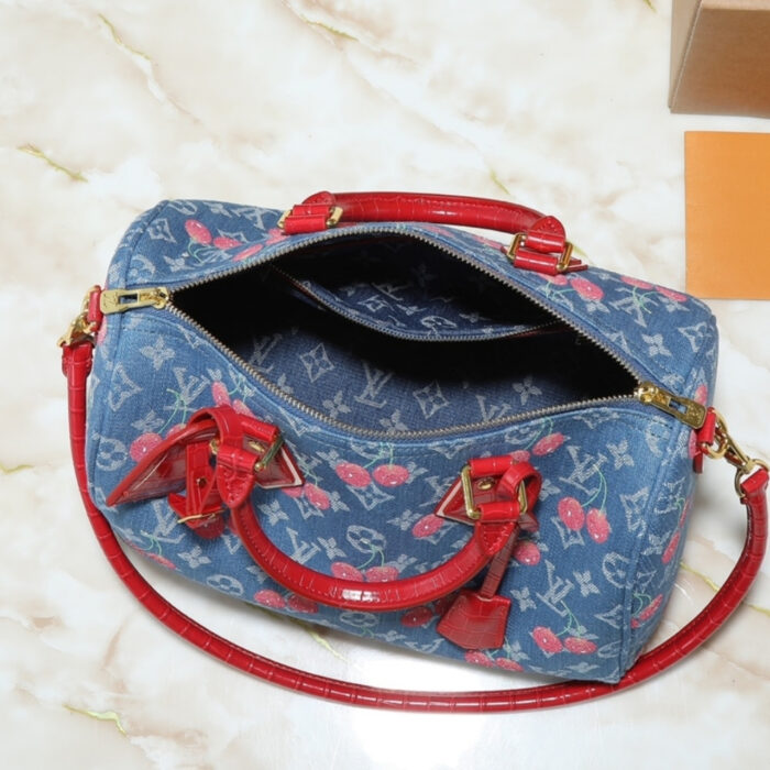 Louis Vuitton x Takashi Murakami Bolsa Speedy Soft 30 Monogram Denim Blue 30Cm N87627 - Image 6