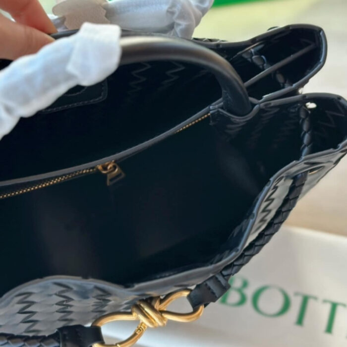 Bottega Veneta Andiamo Intrecciato Leather Top Handle Bag Black 33cm 766014VCPP11139 - Image 4