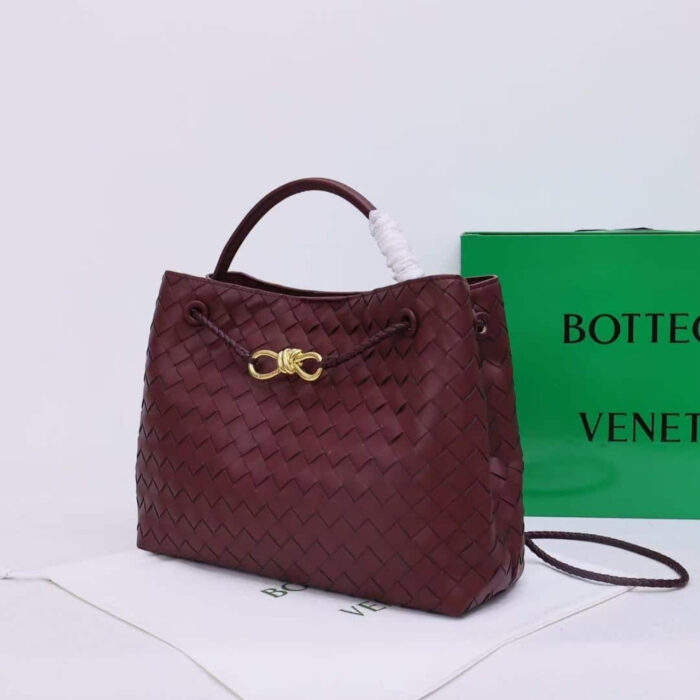Bottega Veneta Andiamo Intrecciato Leather Top Handle Bag Burgundy 33cm - Image 2