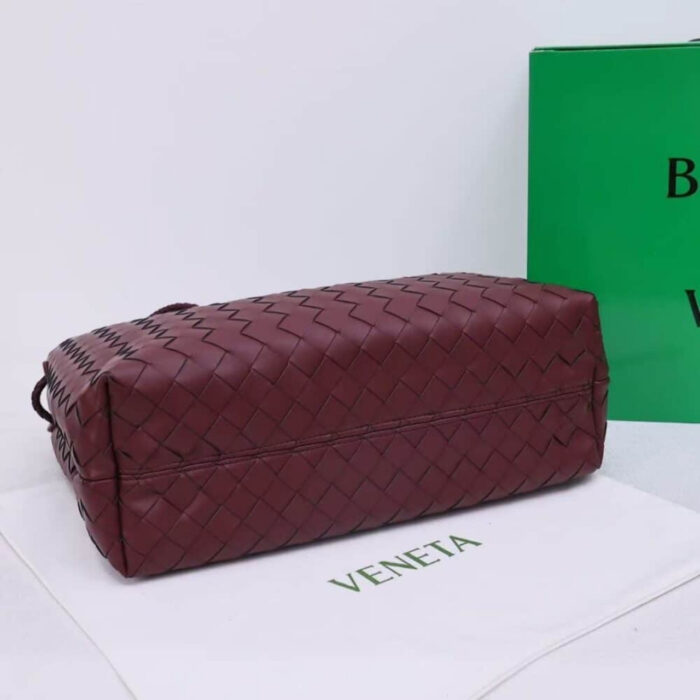 Bottega Veneta Andiamo Intrecciato Leather Top Handle Bag Burgundy 33cm - Image 4