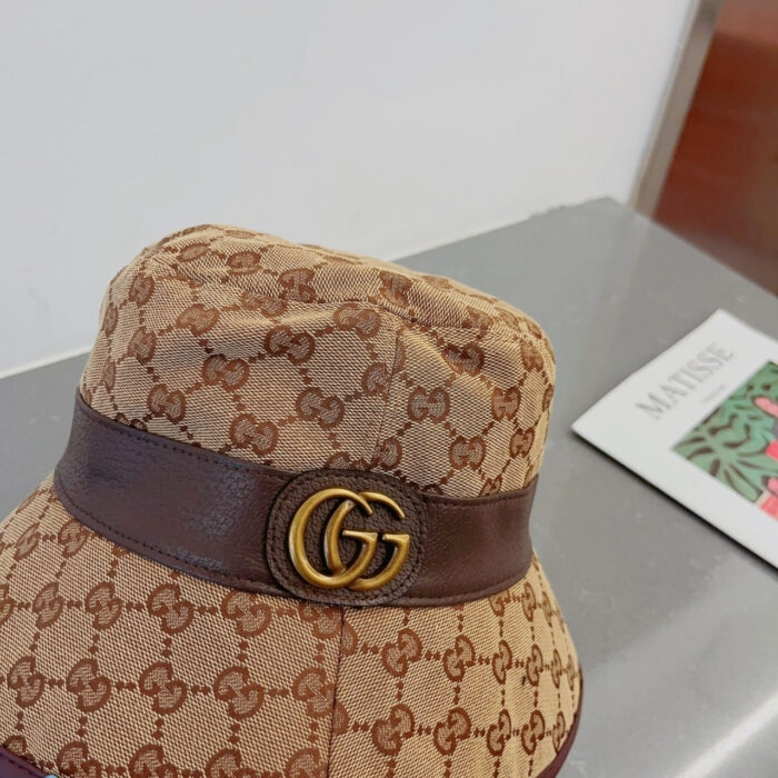 Gucci Canvas Bucket Hat With Double G Brown 576587 4HG62 2564 - Image 3