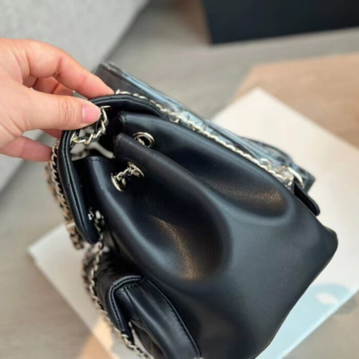 Chanel Duma Matelasse Leather Chain Backpack Black 20cm - Image 4