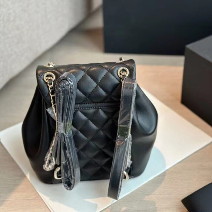 Chanel Duma Matelasse Leather Chain Backpack Black 20cm - Image 6