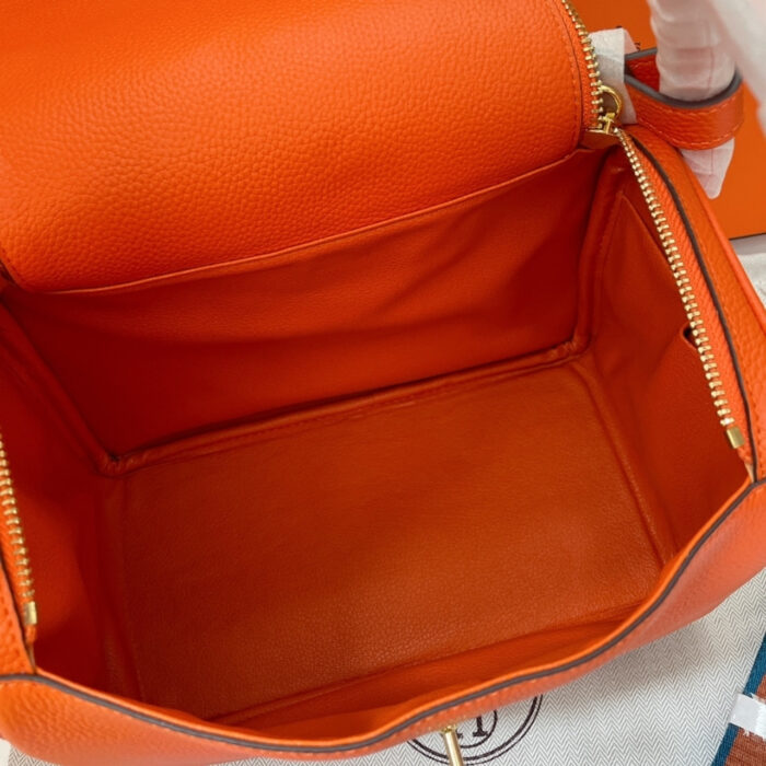 Hermes Lindy Mini Togo Bag Gold Hardware Orange 19Cm - Image 4