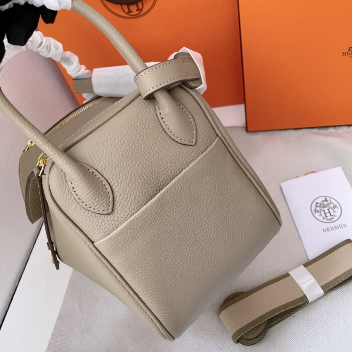 Hermes Lindy Mini Togo Bag Gold Hardware Beige 19Cm - Image 5