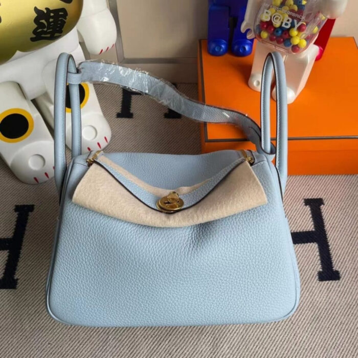 Hermes Lindy Clemence 7N Light Blue Silver Hardware 26Cm - Image 3