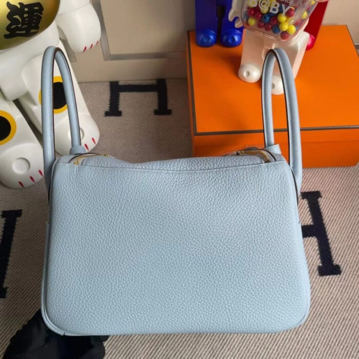 Hermes Lindy Clemence 7N Light Blue Silver Hardware 26Cm - Image 5