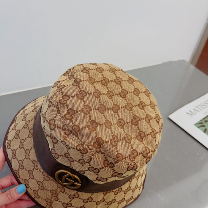 Gucci Canvas Bucket Hat With Double G Brown 576587 4HG62 2564 - Image 7