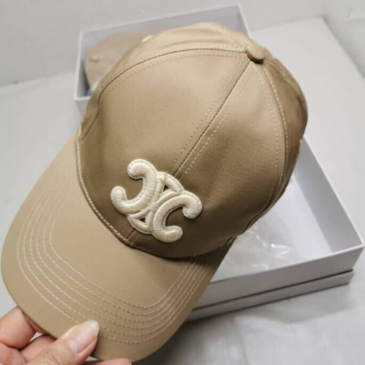 Celine CC Cotton Baseball Cap Beige - Image 4