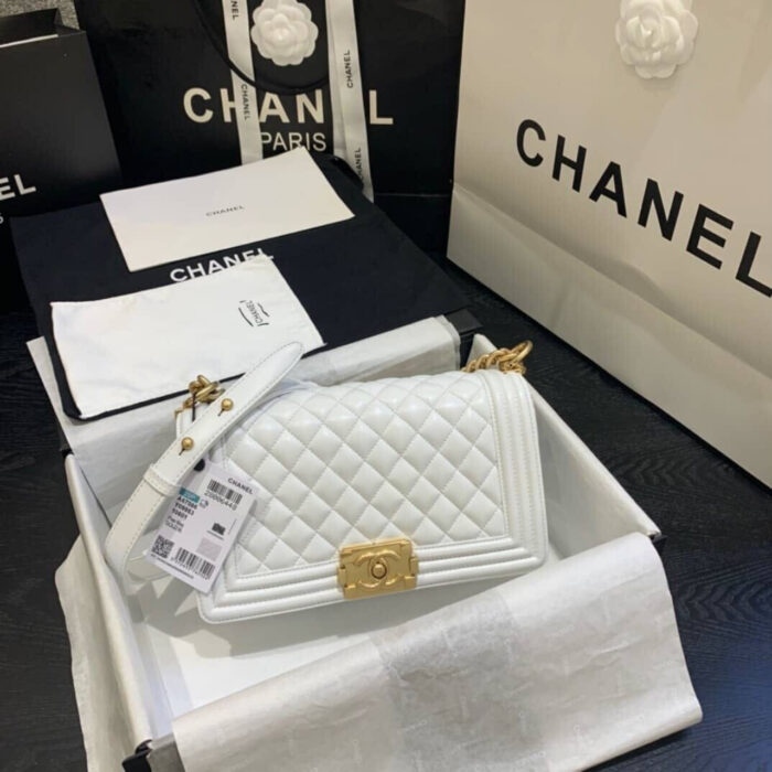 Super Vip 1:1 – Chanel Large Boy Chanel Handbag White 25Cm A67086 B06643 10601 - Image 2
