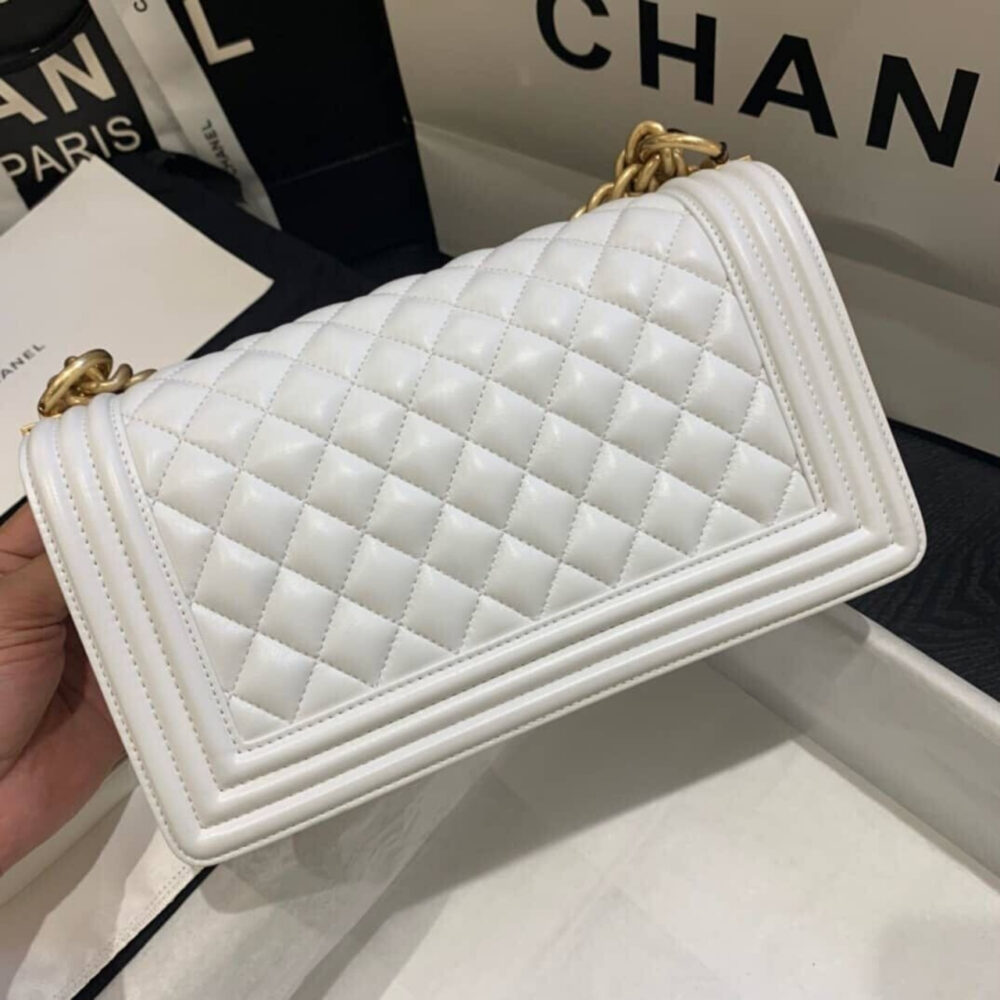 Super Vip 1:1 – Chanel Large Boy Chanel Handbag White 25Cm A67086 B06643 10601 - Image 4
