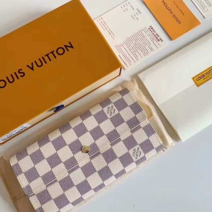 Louis Vuitton Emilie Wallet Damier Azur White 19Cm - Image 4