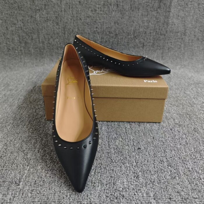 Christian Louboutin Studded Anjalina Flat Black 3151261B142 - Image 3