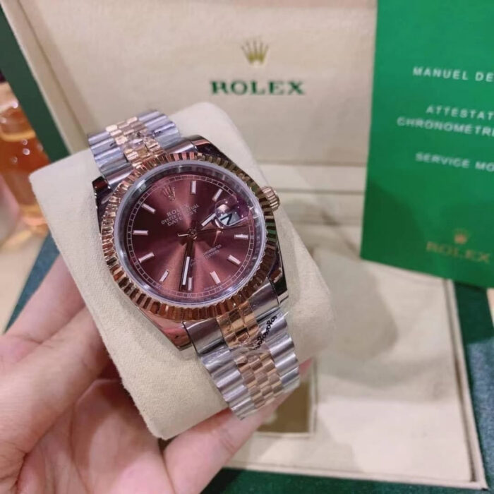 Rolex Oyster Perpetual Datejust Dial With Silver And Everose Gold Strap Chocolate 36mm - Image 2
