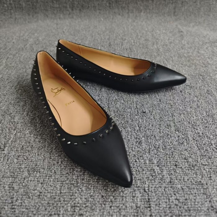 Christian Louboutin Studded Anjalina Flat Black 3151261B142 - Image 5