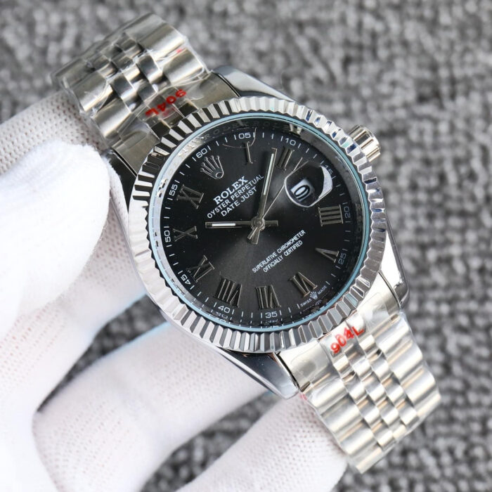 Rolex Datejust Roman Numeral Oystersteel And White Gold In Black 41mm - Image 2