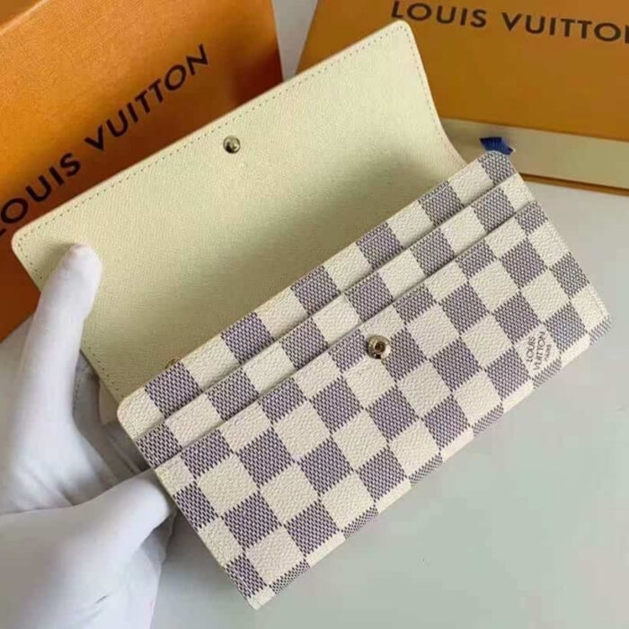 Louis Vuitton Emilie Wallet Damier Azur White 19Cm - Image 6