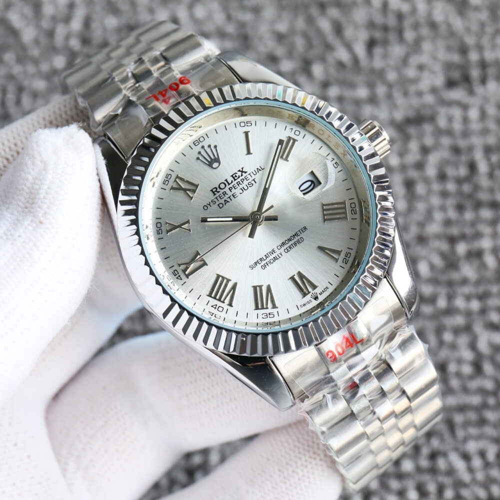 Rolex Datejust Roman Numeral Oystersteel And White Gold In Silver 41mm - Image 2