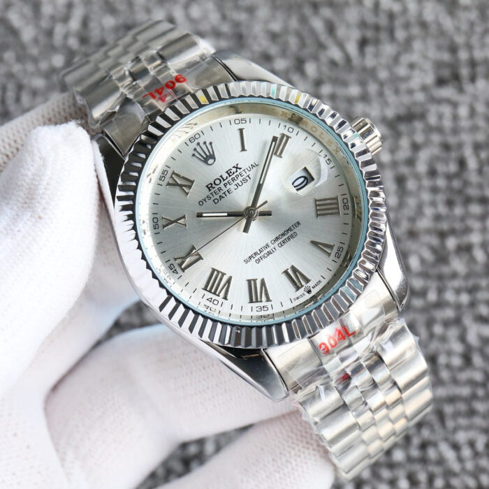 Rolex Datejust Roman Numeral Oystersteel And White Gold In Silver 41mm - Image 2
