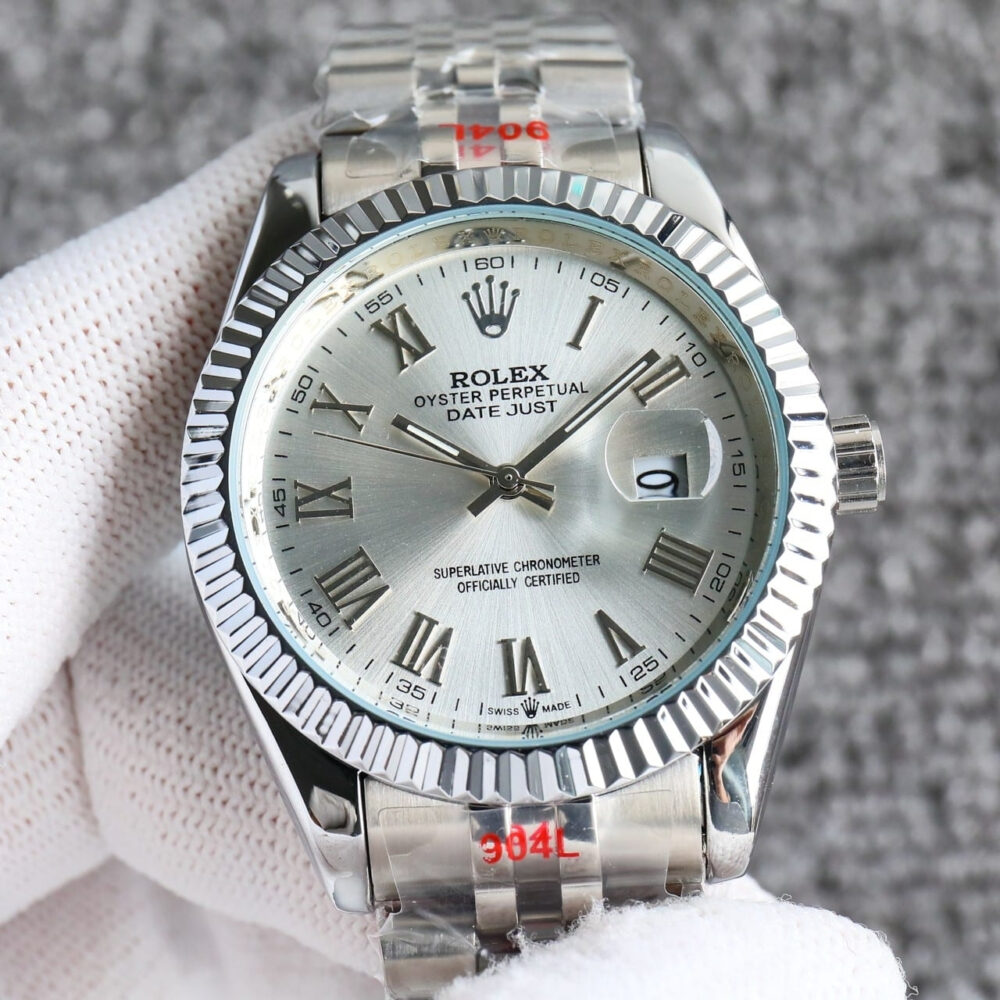 Rolex Datejust Roman Numeral Oystersteel And White Gold In Silver 41mm - Image 3