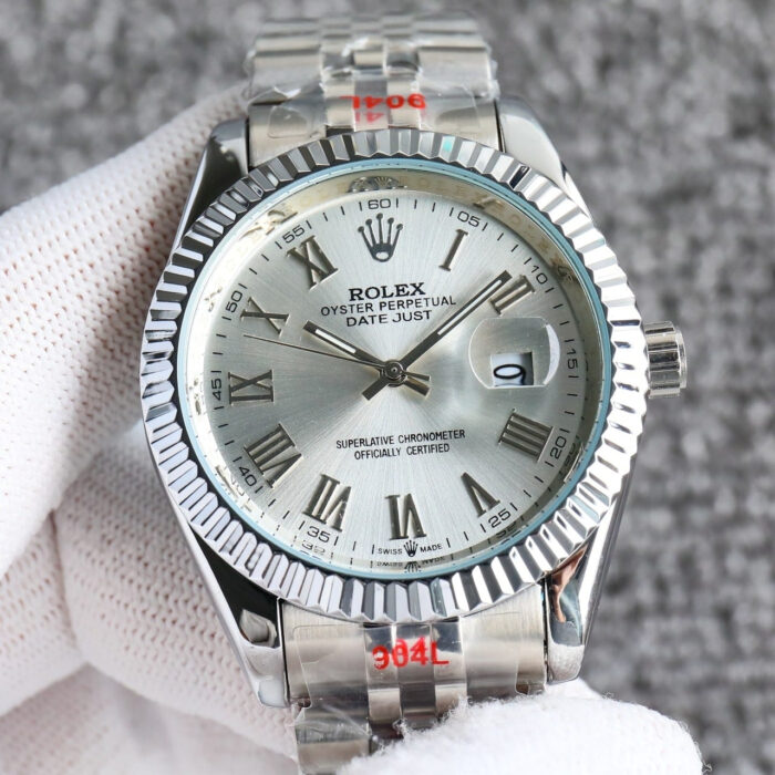 Rolex Datejust Roman Numeral Oystersteel And White Gold In Silver 41mm - Image 3