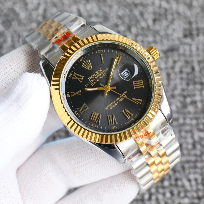 Rolex Datejust Roman Numeral Dial Oystersteel And Gold In Black 41mm - Image 2