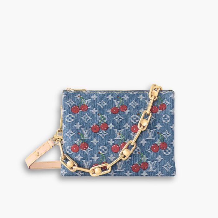 Louis Vuitton x Takashi Murakami PM Coussin Bag Denim Monogram Cherry Blue 26Cm M14978
