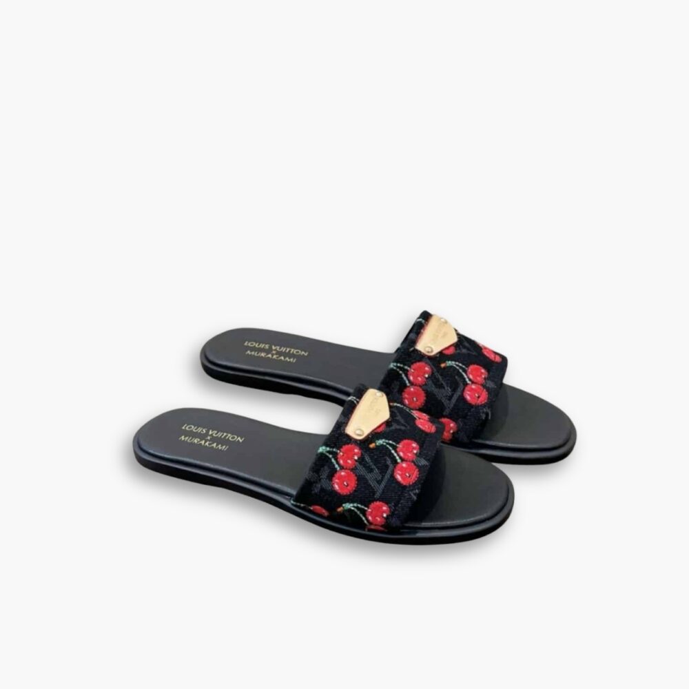 Louis Vuitton X Takashi Murakami Lily Flat Mule Black