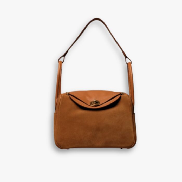 Hermes Limited Edition Gold Veau Doblis Annd Swift Grizzly Lindy 30 With Palladium Hardware 27Cm