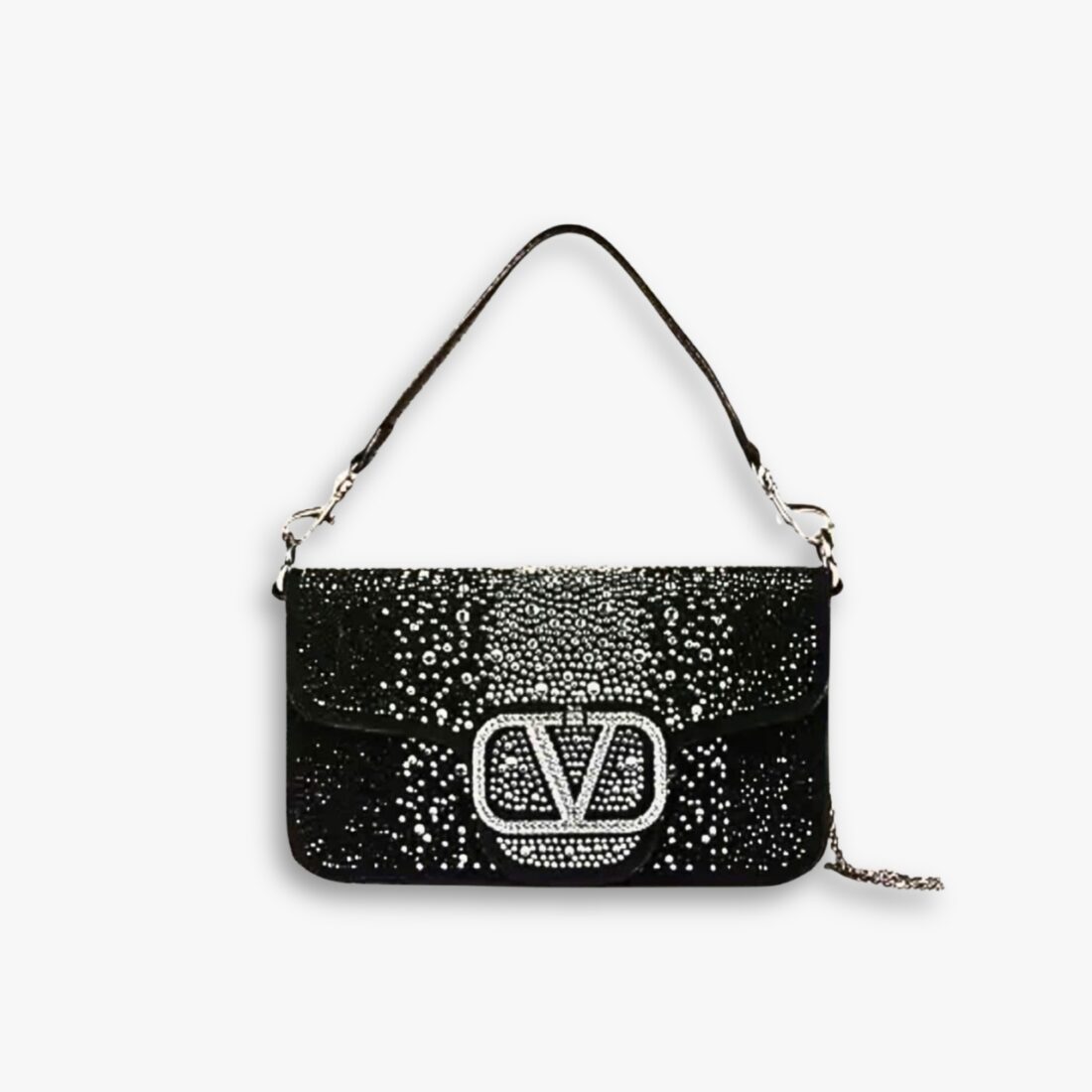 Valentino Loco Small Vlogo Shoulder Bag Black 25Cm