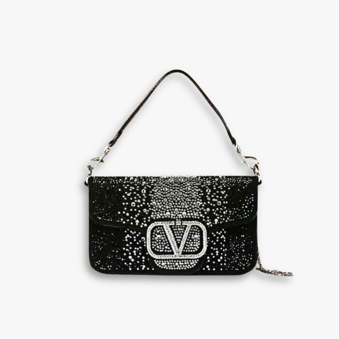 Valentino Loco Small Vlogo Shoulder Bag Black 25Cm