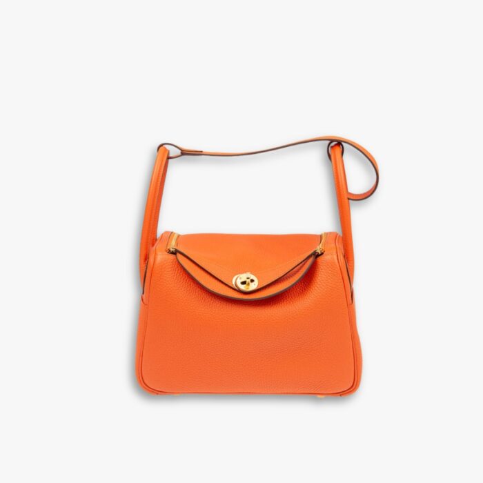 Hermes Lindy Mini Togo Bag Gold Hardware Orange 19Cm