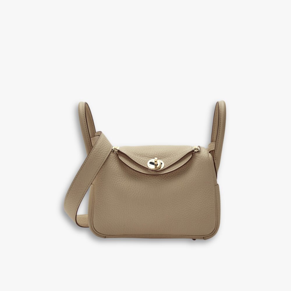 Hermes Lindy Mini Togo Bag Gold Hardware Beige 19Cm