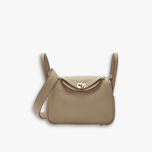 Hermes Lindy Mini Togo Bag Gold Hardware Beige 19Cm