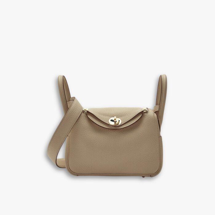Hermes Lindy Mini Togo Bag Gold Hardware Beige 19Cm