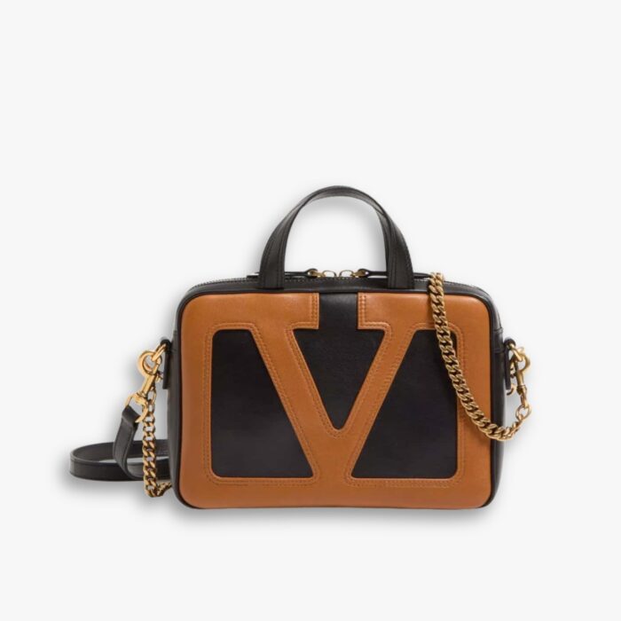 Valentino Garavani Viva Superstar Nappa Handbag Black And Spice 6W0B0R73PTJ RFA