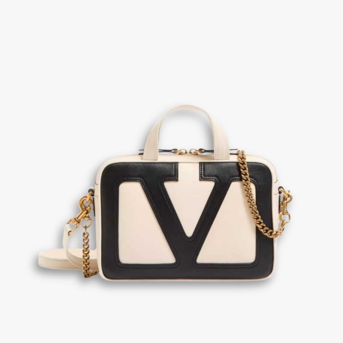 Valentino Garavani Viva Superstar Nappa Handbag Butter And Black 24Cm 6W0B0R73PTJ R4V