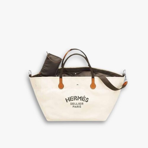 Hermes Fourre Tout Du Cavalier Bag White 42Cm