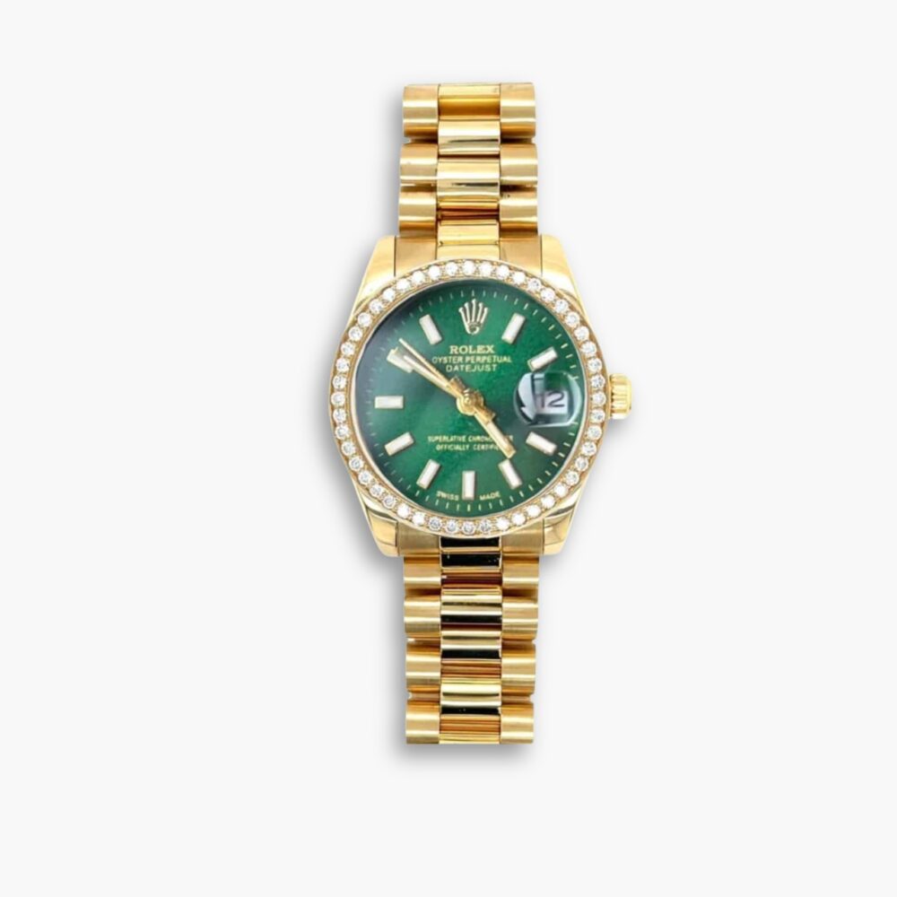 Rolex Lady Datejust Green Dial Yellow Gold 28mm