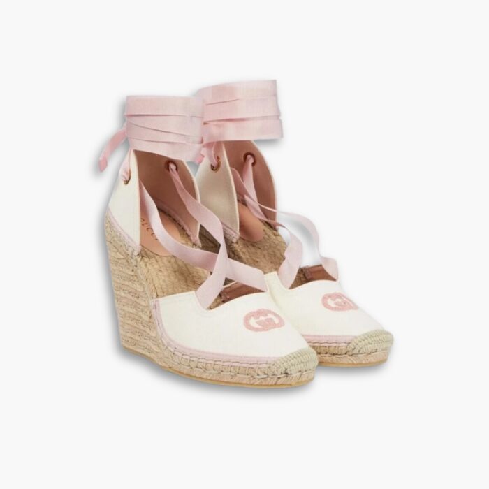 Gucci GG Canvas Wedge Espadrilles Pink