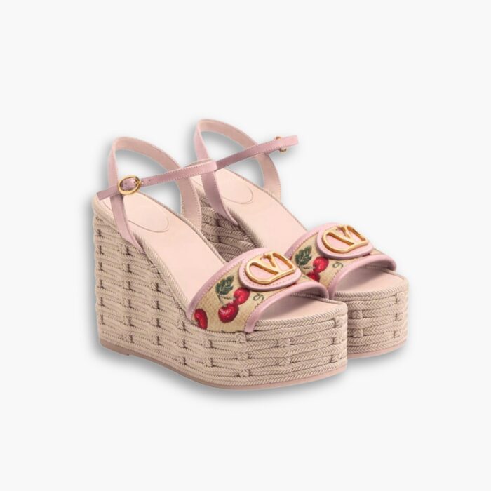 Valentino Garavani Natural Logo Wedges Sandal Beige 6W0S0LY9CEC32H