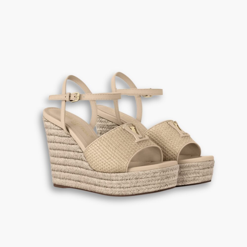 Louis Vuitton Mare Wedge Sandals Natural Beige 1AHLM0