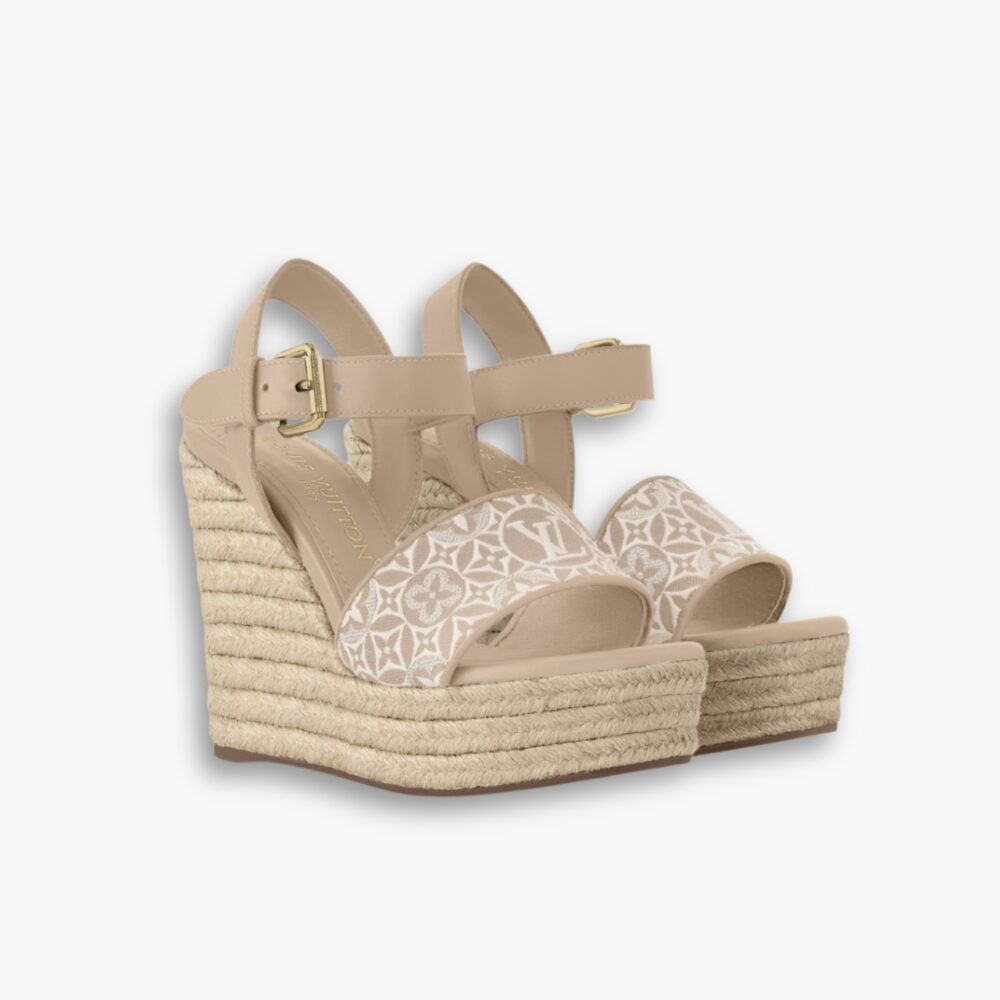 Louis Vuitton Helios Wedge Espadrille Beige 1AHLL6