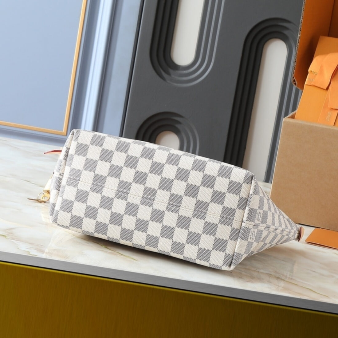 Louis Vuitton Lena PM Bag Damier Azur White 35Cm - Image 4