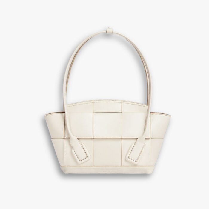 Bottega Veneta Arco Handbag Intrecciato Leather White 20Cm